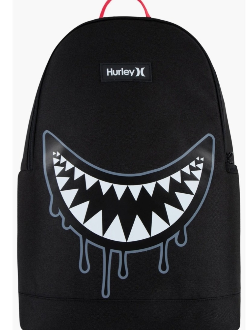 NEW! Hurley Black Backpack with White Shark-Mouth Graphic NWT